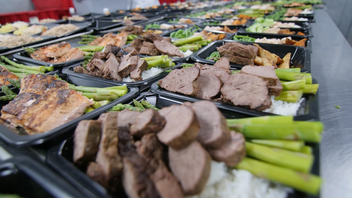 Nutritious protein-rich meal preparation showing balanced food components